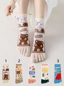 1/3/5双装女士分趾袜，轻薄透气糖果色吸湿排汗防臭短袜，适合春、秋、夏季穿着