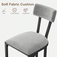 mteryoing Home Bar Stools Set Of 2/4/6/8, Counter Height Bar Stools For Kitchen Counter, Island Chairs For Dining Table, Modern Tall Barstools With Back, Metal Counter Stools With Upholstered For Kitchen - Xám-2 chiếc - Xem 6