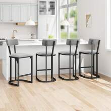 mteryoing Home Bar Stools Set Of 2/4/6/8, Counter Height Bar Stools For Kitchen Counter, Island Chairs For Dining Table, Modern Tall Barstools With Back, Metal Counter Stools With Upholstered For Kitchen - Xám-2 chiếc - Xem 9