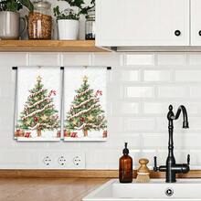 2/4 pièces Serviettes à vaisselle imprimées avec motif sapin de Noël, super absorbantes en microfibre moderne pour la cuisine et la cuisson, douces et très absorbantes, excellent cadeau pour les voisins, mamans, amis, pendaison de crémaillère, décoration de Noël, accessoires de cuisine