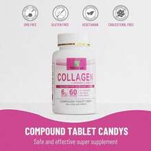 Wins Town Compound Collagen Tablet Candy, 6000mg Collagen Per Serving, Support Healthy Bones, Skin, Hair, Nails, 60 Tablets - 白色的 - 查看 3
