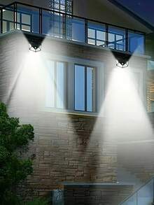 100 LED Solar Powered 4-Sided Wall Light, Wireless Outdoor Lighting, Motion Sensor, Waterproof, Windproof, For Home, Garden, Yard, Park - Multicolor - View 4