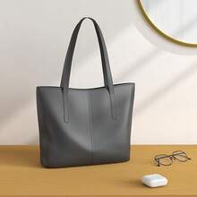 Bolsas de Tote para Mujer, Gran Capacidad PU Ocio Imitación De Cuero Bolso Con Cremallera, Crossbody Bolsos para Mujeres,Adecuado para el trabajo, citas, viajes, compras - Negro - Ver 3