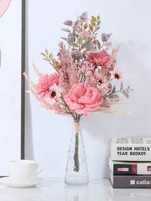 1 pièce Bouquet de fleurs artificielles Fausses fleurs d'anémone avec marguerite et eucalyptus, bouquet d'anémone au toucher réel pour vase, décoration de maison, hôtel, mariage, centre de table, cadeaux, anniversaire, remise de diplôme, décoration d'automne et de Noël