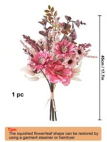 1 pièce Bouquet de fleurs artificielles Fausses fleurs d'anémone avec marguerite et eucalyptus, bouquet d'anémone au toucher réel pour vase, décoration de maison, hôtel, mariage, centre de table, cadeaux, anniversaire, remise de diplôme, décoration d'automne et de Noël