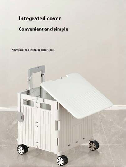 Carrinho de compras dobrável, carrinho doméstico portátil, caixa de armazenamento para porta-malas de carro, carrinho de compras dobrável, cesta prática com rodas giratórias de 360°, preto/rosa/azul/verde