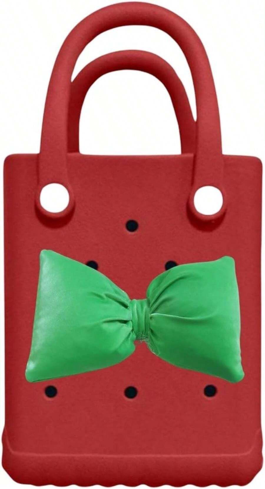 Lopqix Rubber Tote Bag, Mini Rubber Beach Bag, Lightweight Washable Tote For Beach Pool Travel - Red - View 1