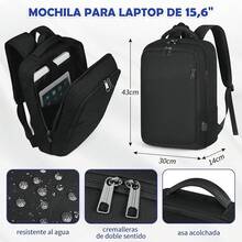 Lubardy Mochilas para Hombre y Mujer Mochila para Laptop 15,6 Pulgadas Mochila Viaje Mochilas Resistente al Agua Negra para Juveniles Universitaria - Negro - Ver 6