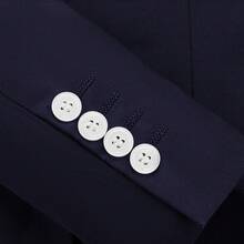 Gentleman's Stand Collar White Button Closure Jacket - Navy Blue - View 7