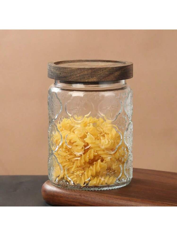Wissy&Konny Barattoli Vetro 1 Gallone (3.78L) Con Coperchi In Legno Ermetici - Confezione Da 2 Con Cucchiai Ed Etichette, Per Farina, Pasta, Cereali, Dispensa - 4