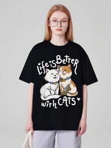 Valentine's Cat Lover Life Is Better With Cats Mother's Day T-Shirt