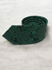 Luxury Men's Skinny Ties Polyester Silk Solid Polka Dot Striped Check Skinny Jacquard Groomsman Tie - 酪梨綠 - 查看 2