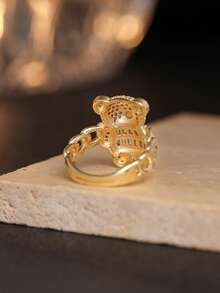 1 Peça Anel Colar Pingente de Urso Cartoon Fofo e Cintilante - Joia Animal Requintada - Para Meninas - Presente Perfeito para Amigos