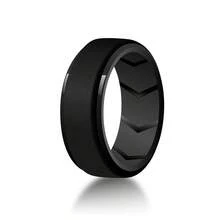 7Pcs 8mm Silicone Rings For Men, Breathable Inner Grooves Rubber Wedding Band, Flexible Sport Fitness Jewelry Gift For Him, Durable Workout Rings Set - Multicolor - View 2