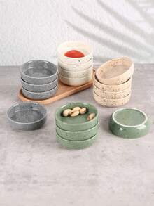 4pcs Ceramic Condiment Dishes - Soy Sauce, Vinegar, Seasoning Dishes, 4 Color Options, Ceramic Small Appetizer, Sushi, Wasabi Dipping Sauce Dishes, Commercial Spice Dishes, Household Kitchen, Dorm, Kitchen Supplies, Tableware Accessories, Kitchen Utensils, Best Christmas, Halloween, Thanksgiving, New Year, Holiday Gift