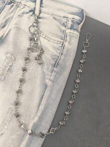 Retro Dice Skull Pants Chain Man Ma'am One's Waist Black Gun Plated Metal Luxurious Ghost Head Three Pieces Accessories Y2k Key Chain