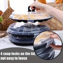 SHINDEL 3PCS Deviled Egg Carriers For Kitchen, Black Plastic Round Egg Platters With Lid, 11.8Inch Portable Egg Tray With 66 Slots, For Large Capacity Kitchen Supplies For Valentine's Day, Birthday Party, Family Gatherings, Wedding, Kitchen, Easter, Camping - Black - View 3