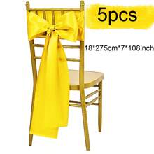 5 件缎面椅子饰带 7x108 英寸适用于婚礼派对宴会仪式餐厅活动派对婚礼装饰缎面椅子蝴蝶结、圣诞节装饰万圣节装饰（多种颜色可选） - 多色18*275cm(5pcs) - 查看 30