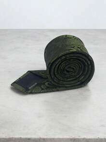 Luxury Men's Skinny Ties Polyester Silk Solid Polka Dot Striped Check Skinny Jacquard Groomsman Tie - 綠色 - 查看 3