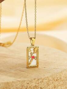 原创新款女王魔术师月亮项链无锈蚀不锈钢首饰 18K 镀金装饰