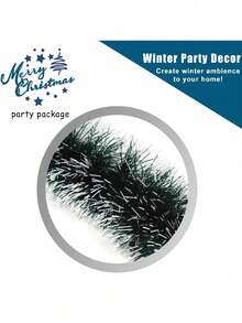 5 pièces/1 pièce Guirlande de Noël en paillettes, Couronne de Noël verte à bordure blanche, Couronne de Noël métallique torsadée, Couronne de Noël suspendue, Sapin de Noël d'intérieur/extérieur, Guirlande de Noël pour escalier et mur, Guirlande de flocons de neige verts, Décorations de Noël en pompon de pin artificiel pour four, gâteau, plafond, fête et Noël