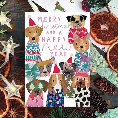 1 Peça Cartão de Saudação com Cachorros Festivos em Suéteres e Chapéus de Natal - Perfeito para Família e Amigos, Ideal para Uso Diário no Escritório - Perfeito para Natal, Ação de Graças - Ideal para Qualquer Um (Com Envelope + Cartão de Saudação)" (11cm X 16cm) Cartão de Presente de Natal" Um Presente Adequado para Todos Um Cartão Adequado para Dar a Colegas