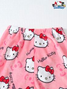 SANRIO 女士加绒睡衣套装，加厚长袖圆领上衣和长裤，柔软舒适休闲家居服套装，秋冬款 - 粉色 - 查看 5