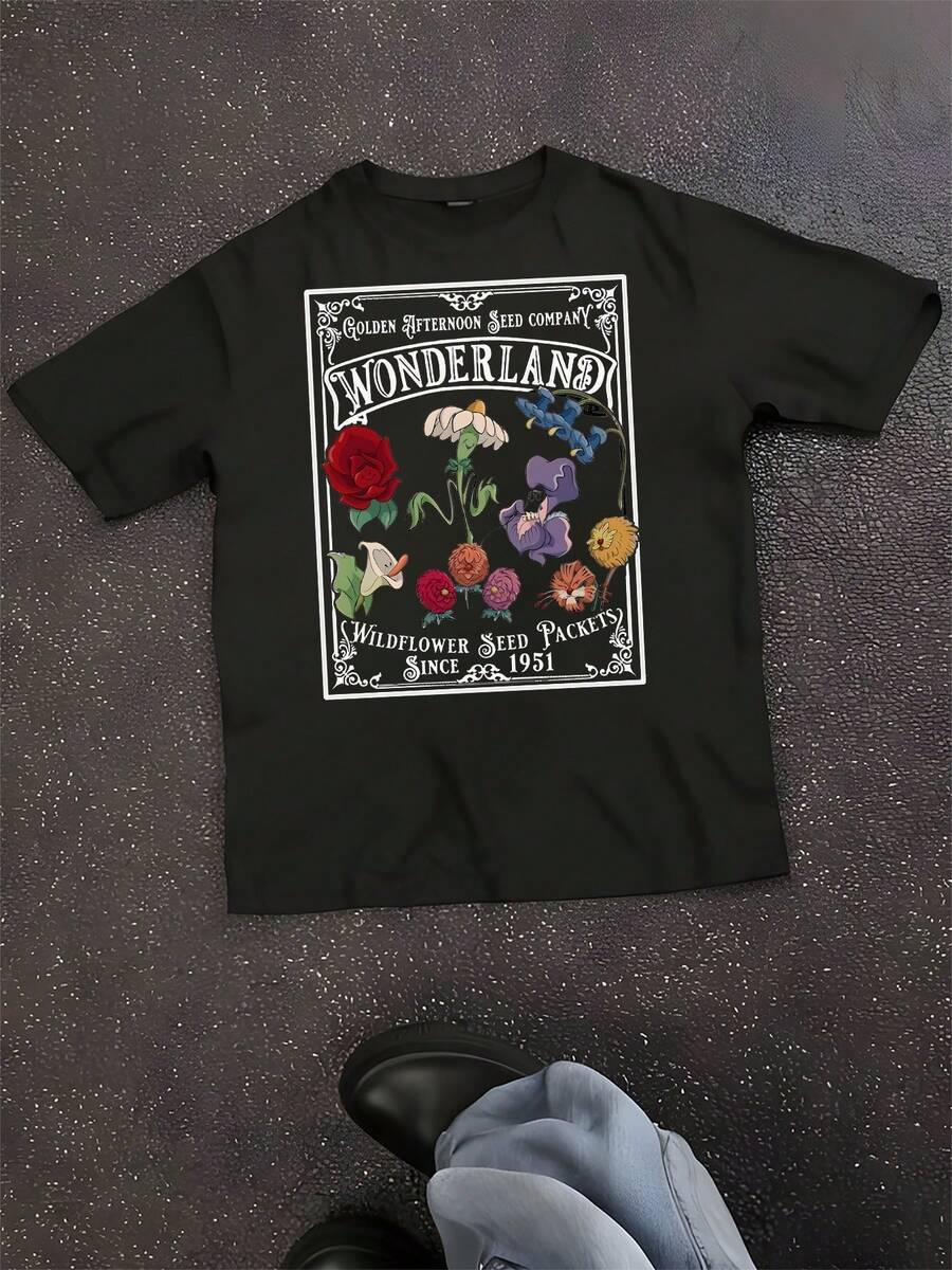 Alice In Wonderland Golden Afternoon Seed Company T-Shirt - 黑色 - 查看 1