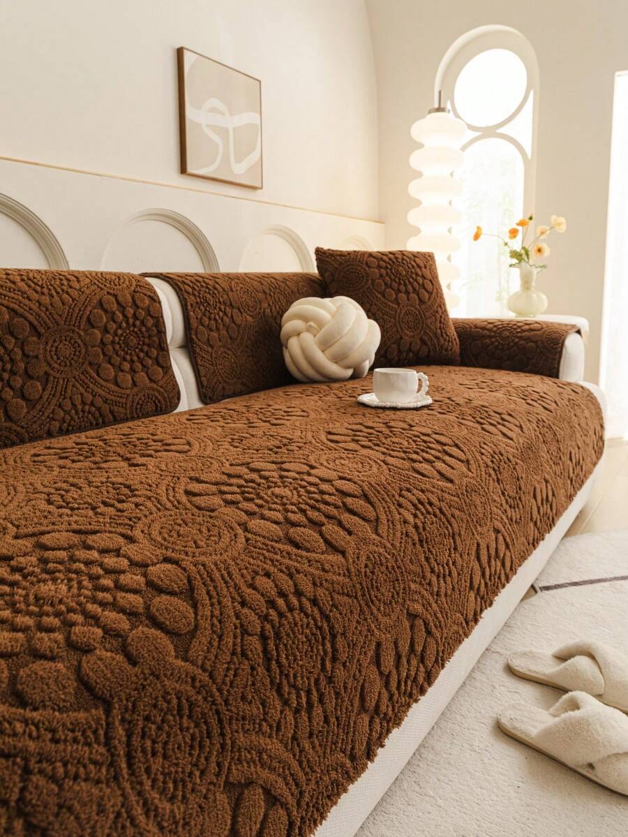 1 pieza Funda de cojín de sofá con lunares de felpa, de moda y versátil, cojín de sofá de alta calidad y lujoso, funda de sofá para todas las estaciones, antideslizante, antipolvo y antirasguños, protege el sofá, decora el sofá, adecuado para sala de estar, dormitorio, estudio, oficina, fiesta, sofá de 1 a 4 plazas, sofá en L