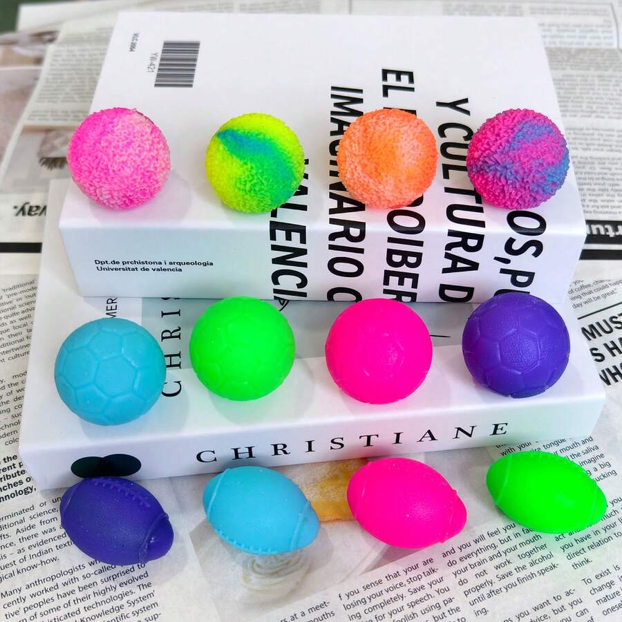 4/8个装柔软可捏压力球 - 柔软挤压球，感官软球，弹性十足的放松玩具，适合学生，是送给孩子和青少年的完美礼物，也是情人节派对的理想之选 - 彩色球 - 查看 1