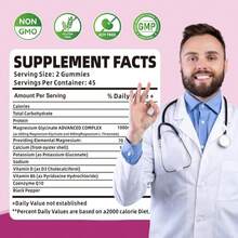 Magnesium Glycinate Gummies 1000mg - Sugar Free Magnesium Potassium Supplement With Vitamin D, B6, CoQ10 For Calm Mood &Amp; Sleep Support - 180 Mango Pineapple - Tên hương vịC - Xem 4