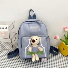 Women's Backpack Random Shipment Model Small Girl With Teddy Bear Decoration Cute Casual Backpack - Baby Blue - View 3