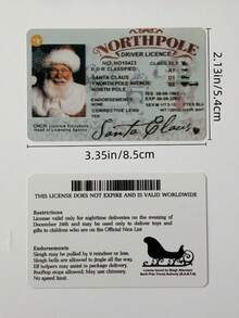 5 pièces Carte de vœux Père Noël, Permis de conduire perdu, Décoration de Noël, Permis de traîneau volant du Père Noël, Permis de conduire du traîneau du Père Noël, Carte de fête en plastique, Accessoires de décoration de Noël, Pas d'électricité requise Décorations de Noël Pyjamas de Noël Cadeaux de Noël Décoration de Noël