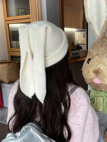 6 种颜色可选，时尚可爱韩式加厚针织长款兔耳帽，男女皆宜 - 新款秋冬保暖帽 - A - 查看 13