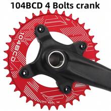 104BCD Mountain Bike Single Chainring, 7075 Aluminum Alloy Closed Tooth Chainring, 32T/34T/36T/38T