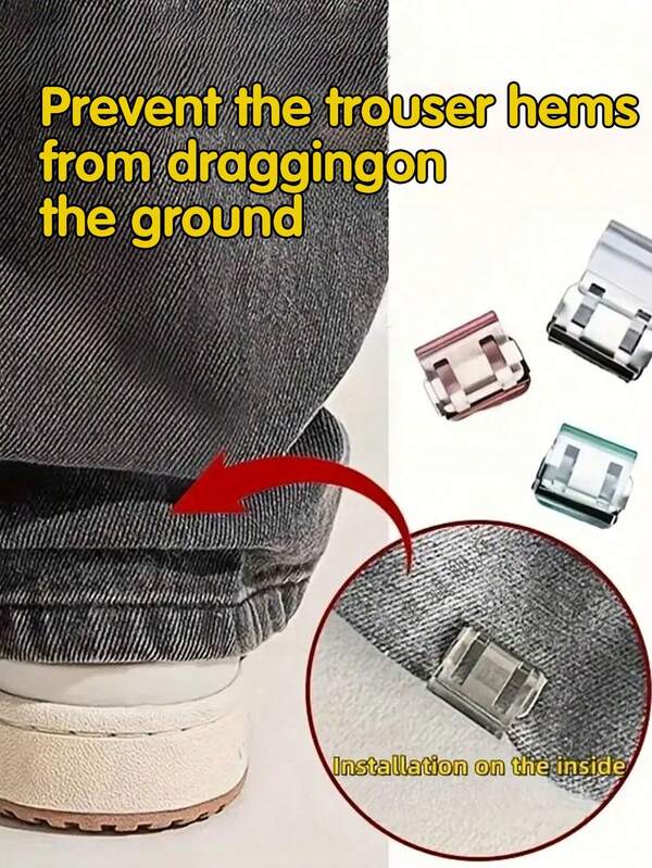 12-1 Pc Transparent Trouser Leg Clips, Invisible Trouser Leg Shortening Clips, Prevent Trouser Leg From Dragging, Seamless Invisible Trouser Leg Closure Device, Anti-Drag Trouser Leg Clips, Smooth Finishing, Discreet Fasteners, High-Quality Fasteners, Trouser Adjusters, Suitable For Clothing Accessories, Various Trouser Length Adjustment,Sewing Accessories, Safety Pins, Snaps