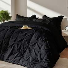5/7pcs Modern Minimalist Bed Comforter Set, 100% Microfiber Soft Breathable Bedding Set, Comfortable And Durable, Include 1 Comforter+1 Flat Sheet+1 Fitted Sheet+1/2 Pillowcases+1/2 Pillowshams,All-Season, Bed In A Bag, Room Decor, Best Gift - Black-bZ74 - View 7