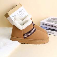 Damen bequeme, warme Schuhe mit dicker Sohle, runde Zehenkappe, kurze Schneestiefel, Design mit tiefem Schaft, warme, lässige Knöchelstiefel