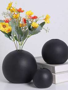 Gold Sphere Vase Set, Modern Ceramic-Look Decorative Vase, Suitable For Dining Table Decor And Home Decoration, Room Decor Glass Vase - Multicolor - View 2
