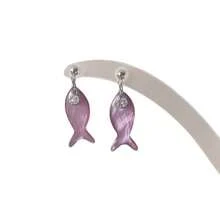 New Chinese Style Purple Gentle Wind Small Fish Earrings Niche Personality Design Long Drop Earrings - Hoa tai cá nhỏ - Xem 5