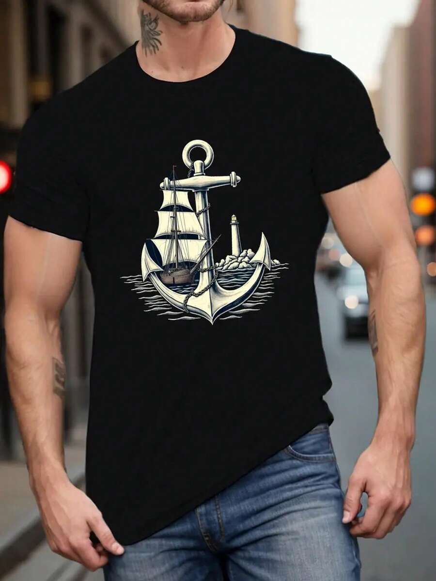 Funny Cruise Ship Shirt Men - Big Deck Energy-Shirt Graphic Tees Summer Clothes Men Shirts Street Wear Vintage Shirts Graphic Tees Men Camisas Para Hombre Funny Shirts Printed & Shipped In USA - Đen-6 - Xem 1