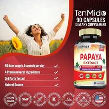 Temido Papaya Leaf Extract Supplements Capsules, 3 Months Supply With Kalmegh, Apple Pectin, Peppermint - Improved Digestion Function - 90 Vegan Capsules - White - View 5