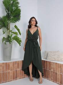 Women's Long Dress - Verde militar - Ver 1