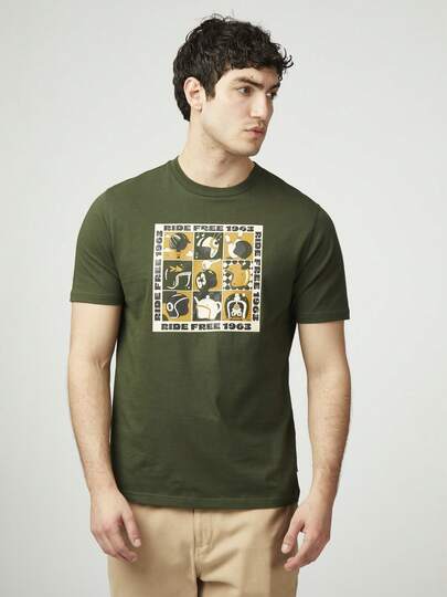 Ben Sherman Playera Estampada Cascos Atractivos  Verano    Regular    Ninguno