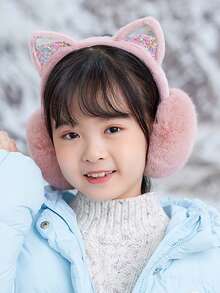 1 件儿童空沙耳有趣又可爱可折叠保暖耳垫 - 貓兒流沙耳罩 - 查看 12