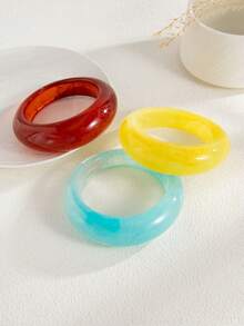 1pc Vintage Exaggerated Punk Style Acrylic Resin Asymmetrical Cuff Bracelet, Minimalist Thick Chunky Jewelry, Multi-Color Charm Bangle, Suitable For Women's Daily Commute, Friendly Gatherings, Romantic Holidays, Street Snaps, Fashion Shows (The Texture And Color Of The Bracelet Are Subject To The Actual Product)