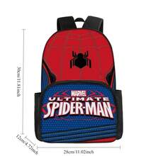 漫威蜘蛛侠双拉链背包，带可调节肩带，学生背包 - 彩色 - 查看 3