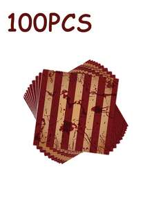 50pcs 13"X13" Disposable Party Napkins, Spooky Striped Blood Stain Pattern, Suitable For Dark, Gothic, Halloween Themed Parties And Daily Use - Multicolor - View 5