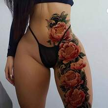 2 parches de tatuaje temporal, diseño resistente al agua y al sudor con elementos de flores en floración para brazos y muslos, para fiestas, galas, citas y lugares sociales para uso en primavera y verano al aire libre - Multicolor - Ver 1