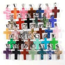 10/20/30/40/50pcs Multi-Color Shiny Cross Crystal Pendant | With Black Cord Chain, Easy To Mix And Match | Suitable For DIY Jewelry Making (Pendant + Chain) - Nhiều màu - Xem 8